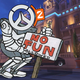 A modified screenshot from the Sonic the Hedgehog book Sonic's Shoes Blues with a bot holding a "No Fun Allowed" sign in front of an Overwatch 2 map.